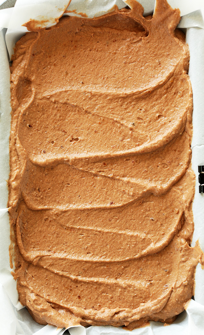 Baking pan filled with a batch of our No-Churn Vegan Chocolate Ice Cream recipe