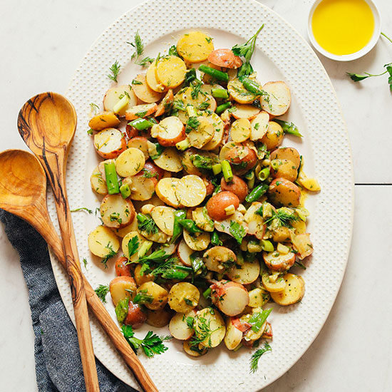 Platter filled with our French-Style Potato Salad recipe