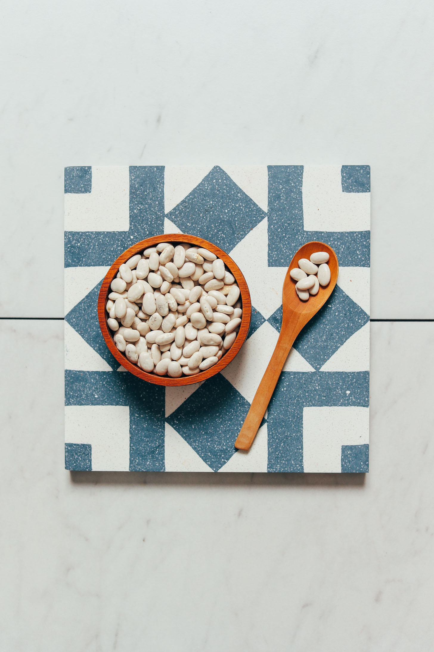 Spoon and bowl of Great Northern white beans