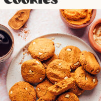 Plate of pumpkin peanut butter breakfast cookies