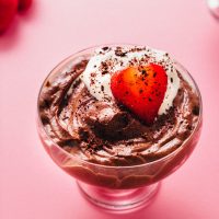 Close up shot of a bowl of our homemade vegan Chocolate Pudding recipe